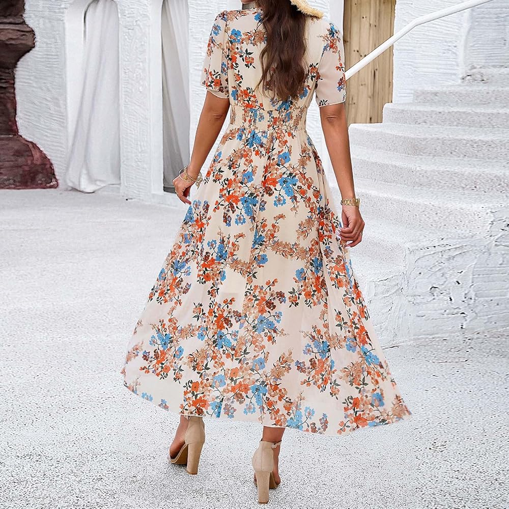 Amazon.com: Women's Spring Wrap Maxi Dress Floral V Neck